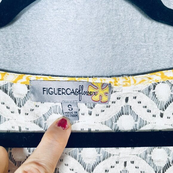 Figueroa Flower Top Womens S Yellow Stretch Leopard Print Blouse - Picture 5 of 12